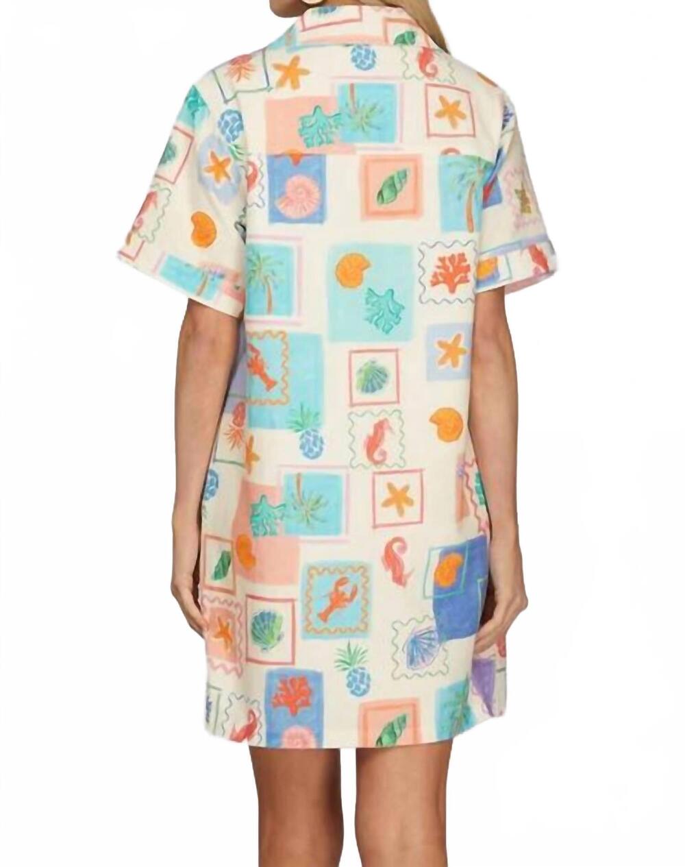 NEW SHE + SKY by the sea polo mini dress in multi - Picture 3 of 7